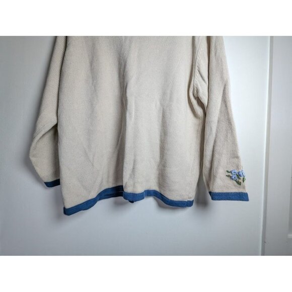 National Wildlife Cardigan Sweater XL Floral Embroidered Cottagecore Grandma Zip - Picture 10 of 11